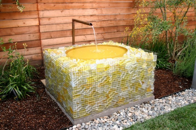  Glass mosaic tiles recycled yellow color 