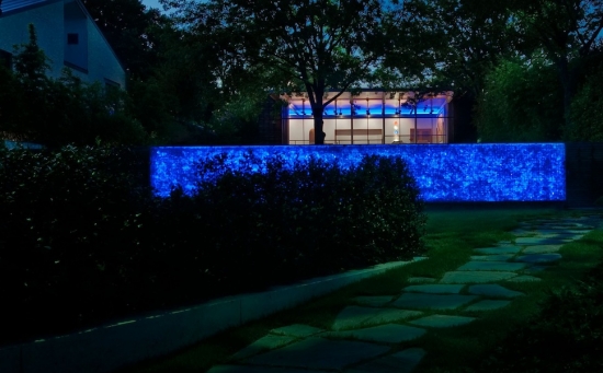  blue LEDlicht gabion designs ideas in the garden 