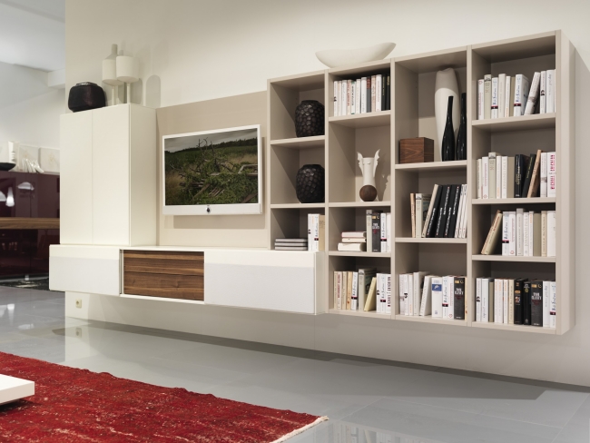  Modern Wall units Gruber hit bookshelves flat screen TV 