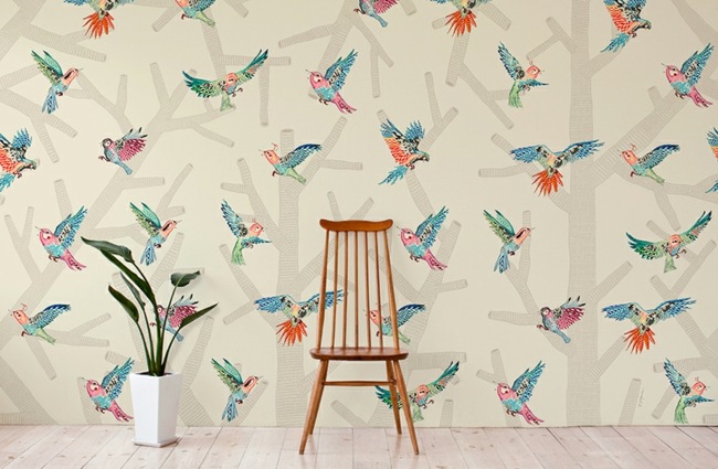 Birds retro wall decorate the living room