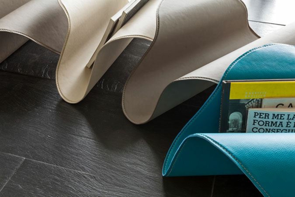 Leather modern design Tonin Casa Portariviste Fly