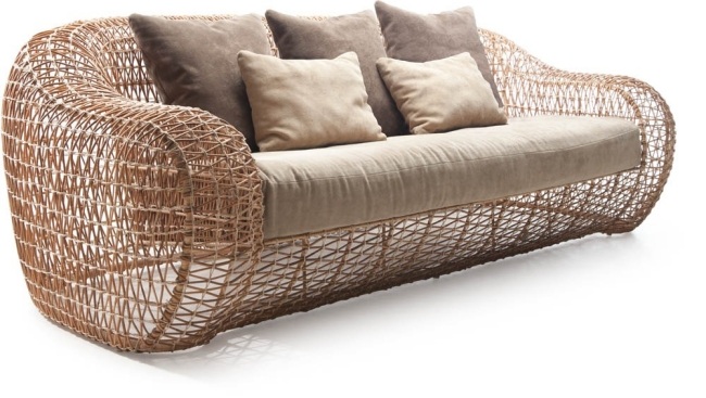 balou sofa rattan garden furniture by Kenneth Cobonpue