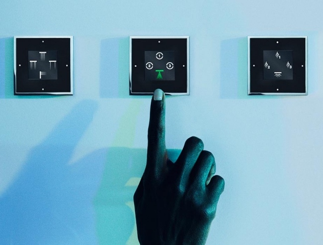 control knobs sensory sky shower design by Dornbracht
