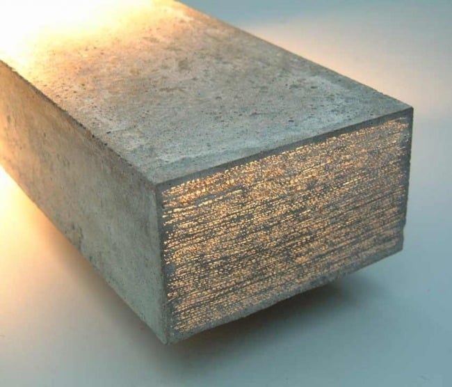 Translucent concrete material of Litracon from fine glass fibers
