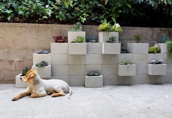 Flower Pots Garden concrete squares tetris idea