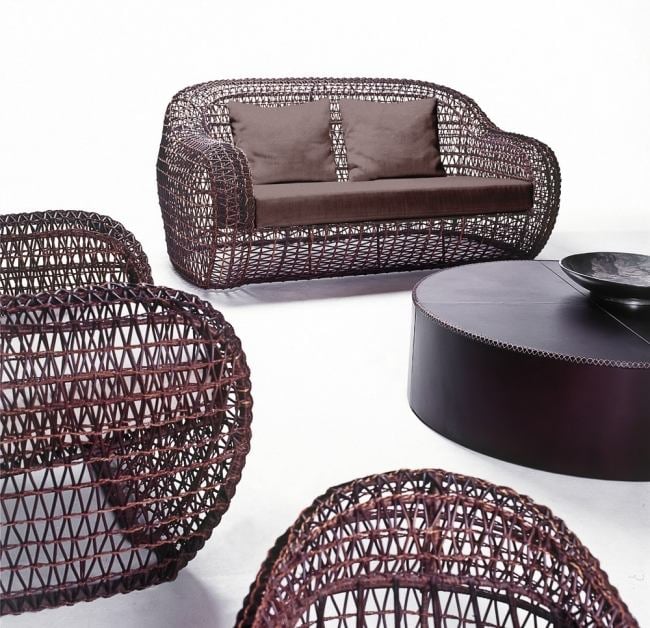  dark brown woven rattan garden furniture by Kenneth Cobonpue 