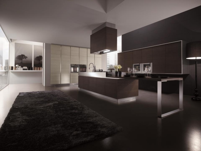 dark wood black modern designer kitchen from MITON