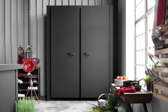  black graphite stainless steel kitchen cupboard 