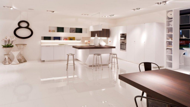 gloss floor white modern designer kitchen from MITON