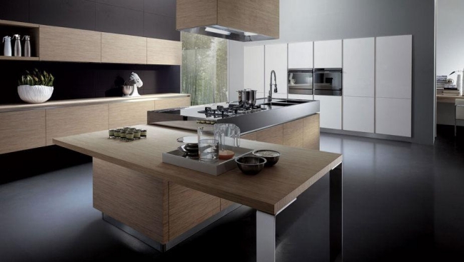 bright natural wood modern designer kitchen from MITON