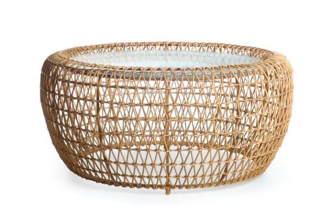  Coffee table glass top rattan garden furniture by Kenneth Cobonpue 
