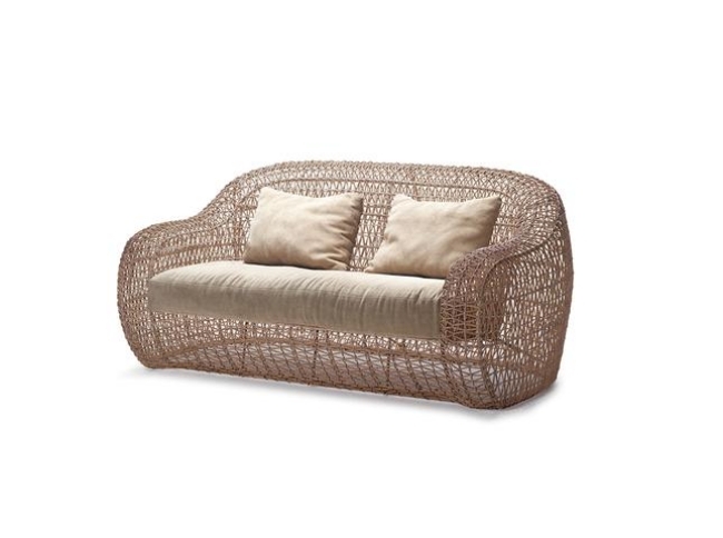 loveseat mini sofa rattan garden furniture by Kenneth Cobonpue