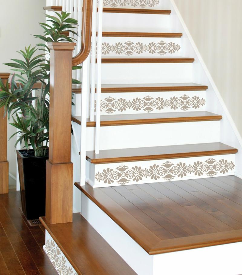 stair stickers decorating idea gray pattern plant