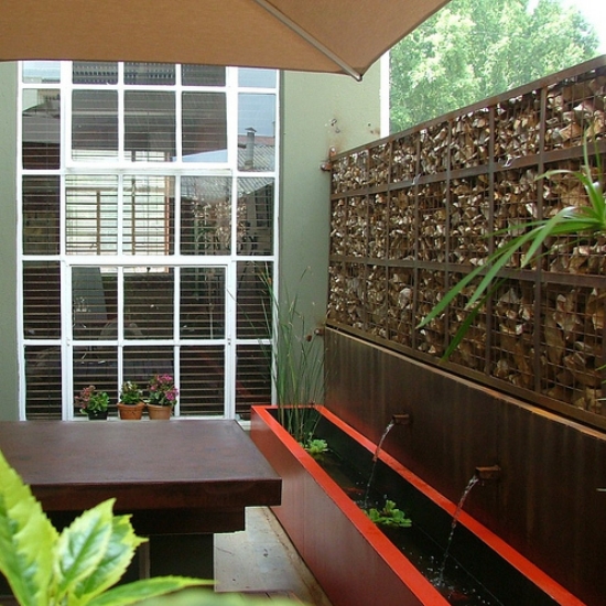 wanddeko courtyard gabion designs ideas in the Garden