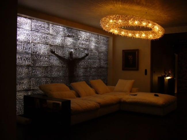 living room wall light transmitting concrete material of LiTraCon