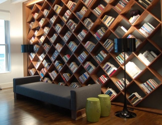 square pattern ideas for modern home library