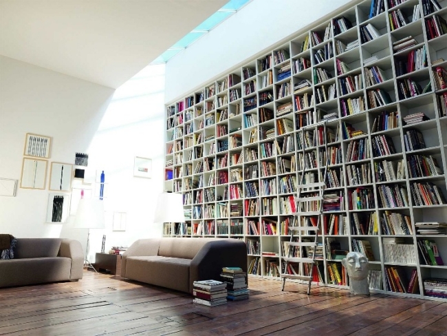  rieseige shelf Wall Ideas for modern home library 