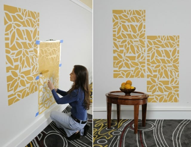 Wände streichen - 24 kreative Ideen mit Wandschablonen ...
