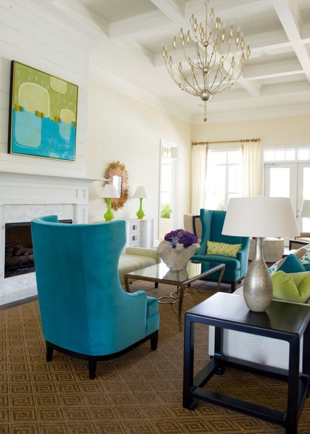 Wohnzimmergestaltung mit farbigen Mbeln frisch und poppig - Wohnzimmergestaltung Farbe Ideen