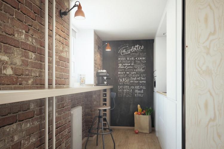 Ideen fr Wandgestaltung schwarze Kreidetafel als Highlight - Wohnzimmer Ideen Wandgestaltung Stein