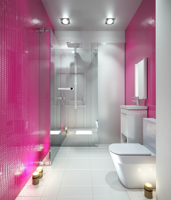 badezimmer fliesen pinke dusche mosaik