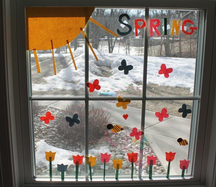Frühlingsdeko für Fenster und Tür- bunte Ideen in der prachtvollen