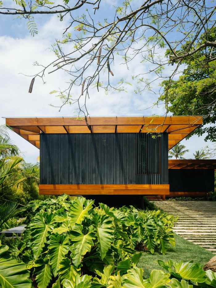 haus design in brasilien leisten holz dach pflanzen
