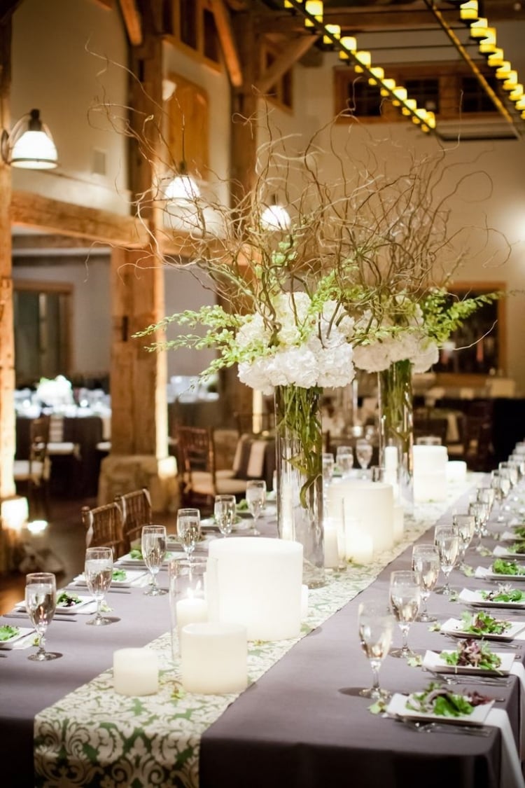 Tischdeko mit Hortensien - edle Hochzeitsdeko mit Blumen