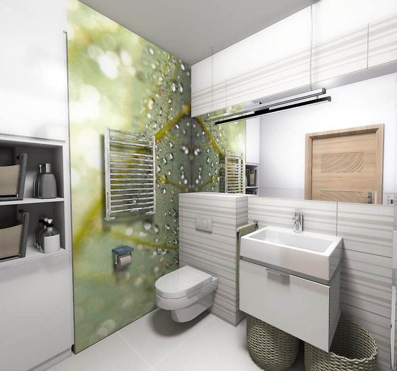Badezimmer Ideen für kleine Bäder – Fototapete als Wanddeko