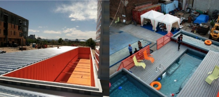 Schwimmbecken im Garten -seecontainer-pool-anlage-übersicht-modern-montage