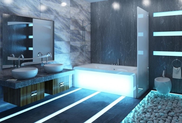 Badgestaltung-Badideen-modern-Bodenbeleuchtung-Marmorboden