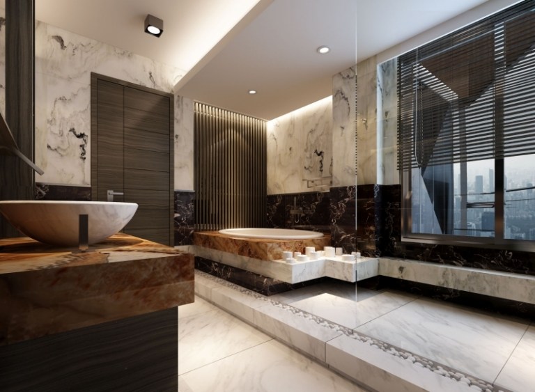 luxuriösen Badezimmer -Badgestaltung-Badideen-modern-Luxus-Ambiente-wenig-Geld-kreieren