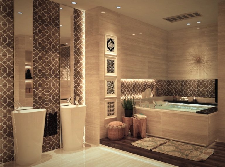 Badgestaltung-Badideen-orientalisch-Luxus-freistehende-Becken-Motive