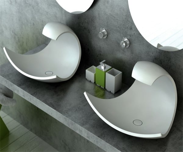 einzigarte Waschbecken -waschtisch-beton-optik-minimalistisch-armatur-eingebaut