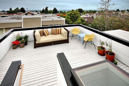 modernes Hausdesign - Dachterrasse mit Möblierung