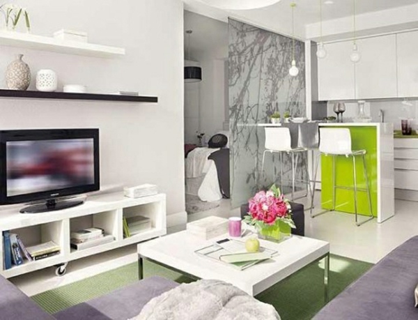 moderne grüne Farbe im Wohnzimmer