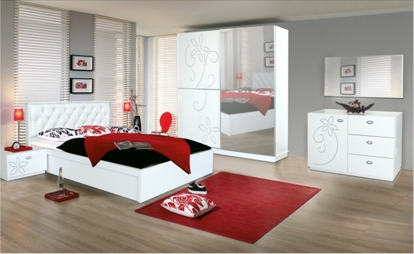 Gästeschlafzimmer Design in rot-weiß