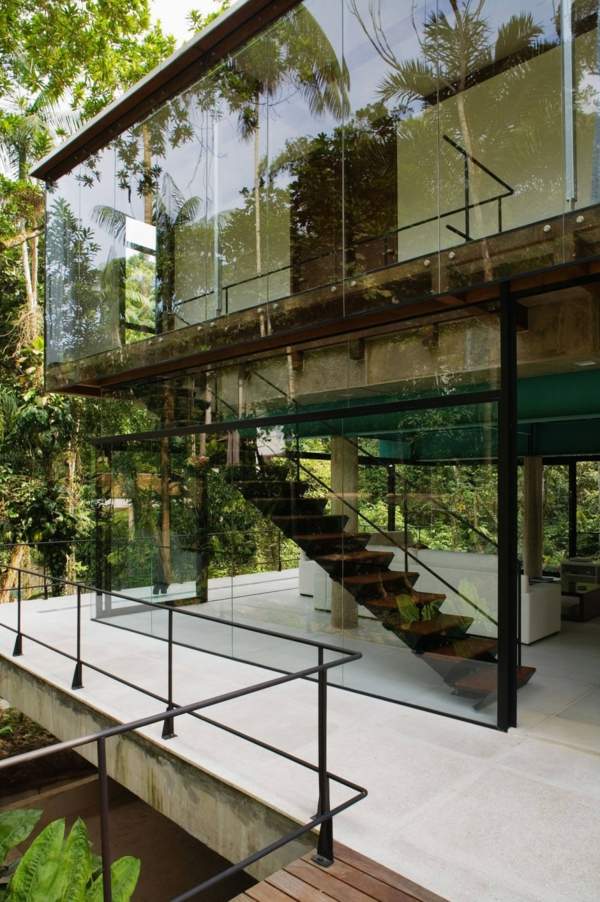  stilvolles elegantes Villa im Wald - Glasfassade
