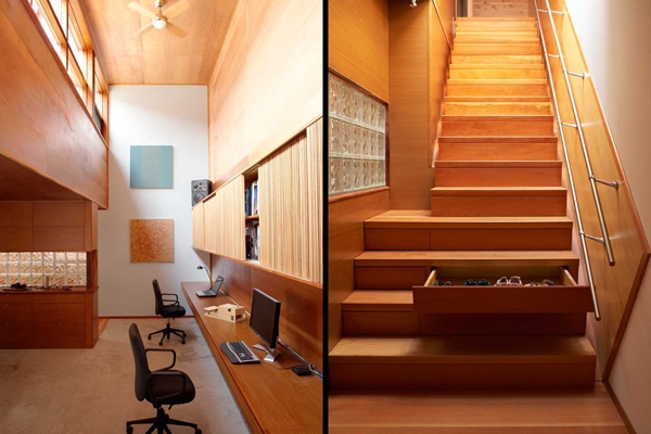 moderne Architektur - Innendesign mit Holztreppe