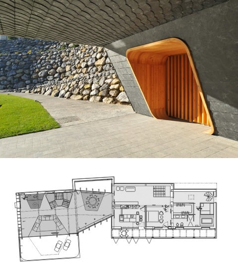 Progressive Architektur aus Holz und Stein -plan