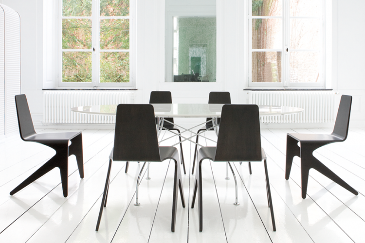 Designer Stuhl -sperrholz-esszimmer-weiss-schwarz-minimalistisch