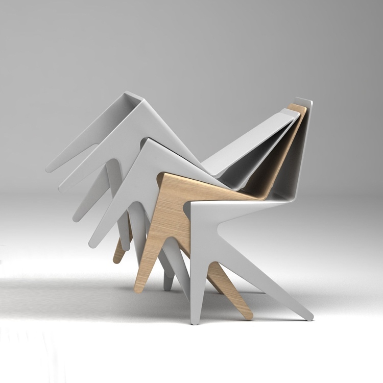 Designer Stuhl -sperrholz-innen-aussen-grau-holz
