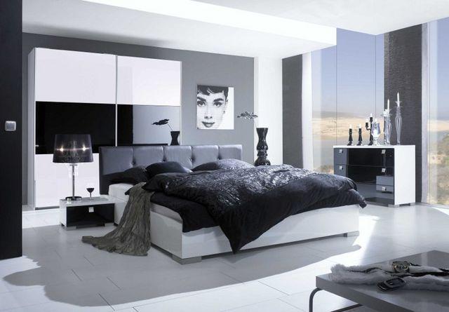 equisites schlafzimmer - schwarz-weiße deko