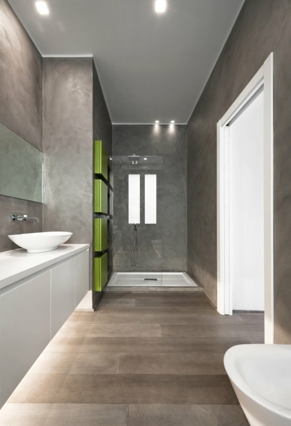 Badezimmer Design - grau und grün