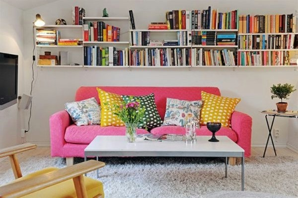 farbige Sofa - kleines Wohnzimmer