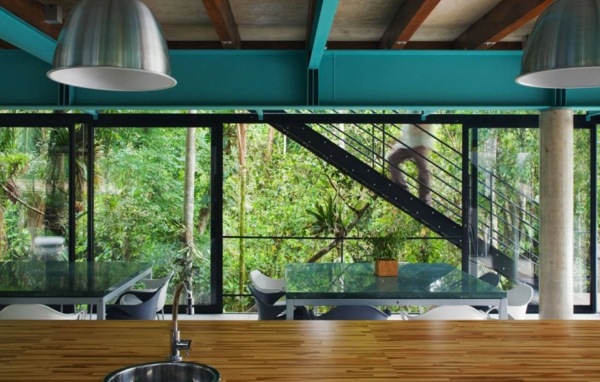 modernes stilvolles  Villa im Wald - Blaues Wohnzimmer