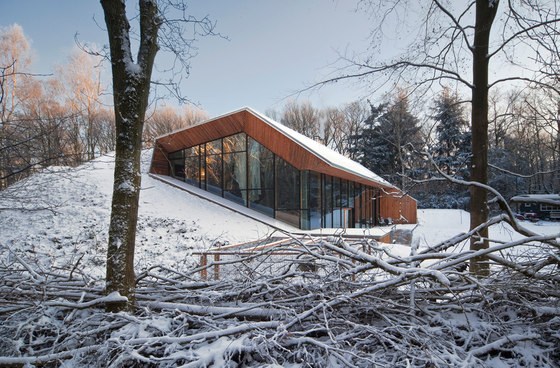 modernes energieeffizientes Haus im Wald