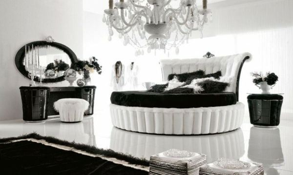 modernes schwarz-weißes schlafzimmer