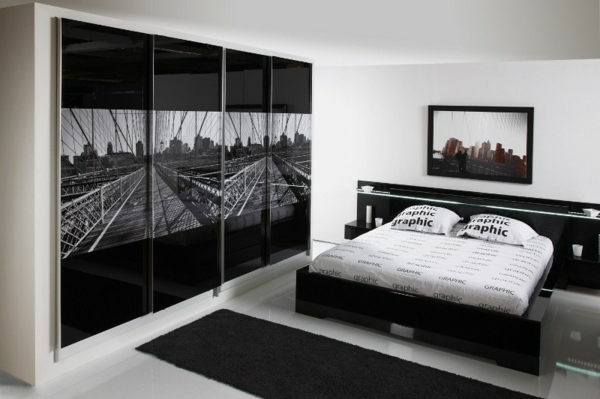 schwarz-weißes schlafzimmer einrichtung