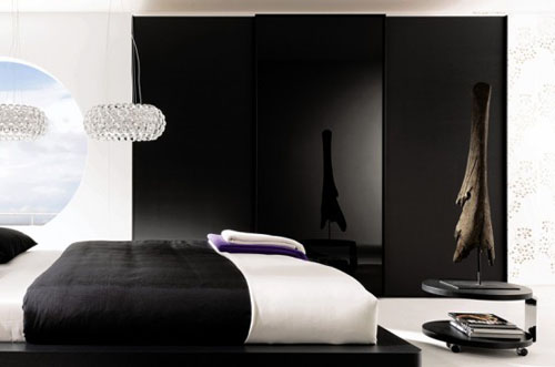 schwarz-weißes schlafzimmer design